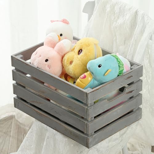 Gray Wooden Crates are Mainly Suitable for Storage, Tool Crate, Wine Crate, Camping, and Other Multi-Purpose. Rustic Style, They are Sturdy and Durable, set of 2 Length of 17.7 inches. - Image 6