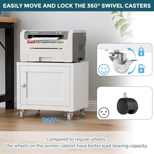 Small Printer Stand with Storage, Mobile Printer Cart for Home Office - Image 7