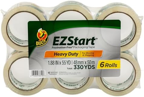 Duck Brand EZ Start Packing Tape Refill Rolls, 1.88 in x 54.6 Yds, 6 Rolls by DuckBrand