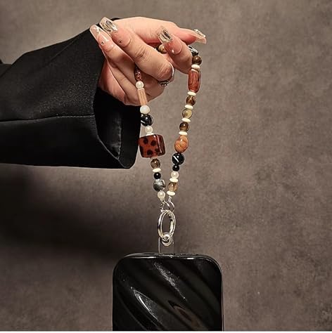Leopard Print Phone Charm Amber Phone Wrist Strap for Women - Image 3