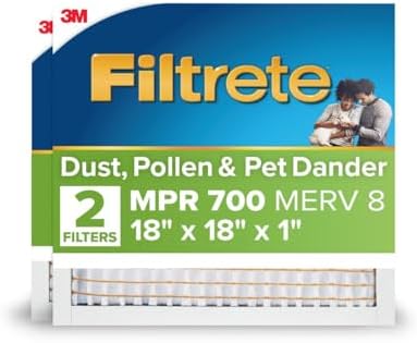 Filtrete 18x18x1 Air Filter, MERV 8, MPR 700, 2 HVAC Filters by Filtrete