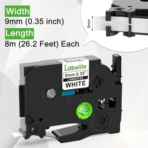 9mm Label Tape TZe-221 Replace for Brother P Touch TZe TZ Tape 9mm 0.35'' - Image 3