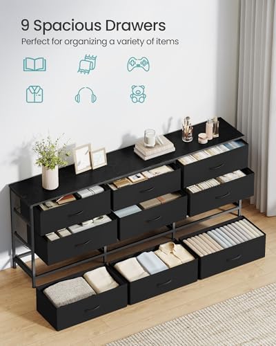 SONGMICS Dresser with 9 Fabric Drawers, TV Stand for TVs Up to 70 Inches - Image 5