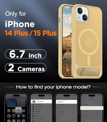 Temdan Magnetic Compatible with iPhone 15 Plus Case & iPhone 14 Plus Case, [Built-in Invisible Kickstand][Compatible with MagSafe][Military Grade Shockproof] Slim Translucent Matte Phone Case 6.7" - Image 2