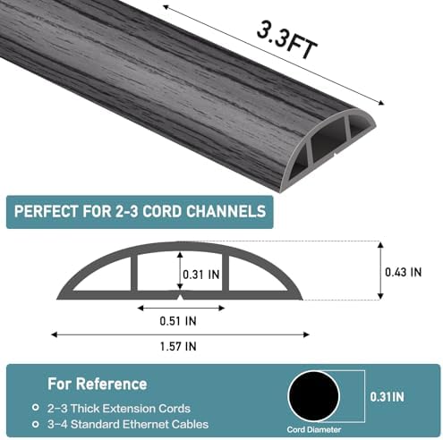 LSGCQ Floor Cord Cover Self Adhesive Cord Hider Floor Cable Management - Image 2