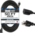 Iron Forge Cable 16 Gauge Heavy Duty Black Extension Cord, 50 Ft - SJTW by IronForgeCable