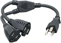 Cablelera Power Cord Extension and Splitter, NEMA 5-15P to NEMA 5-15R x 2, 16 AWG, 13A, 125V (ZWACPQAG-14) Black by Cablelera