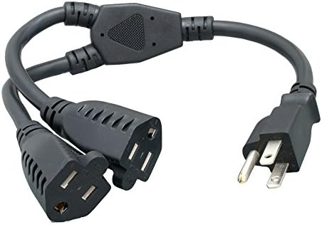 Cablelera Power Cord Extension and Splitter, NEMA 5-15P to NEMA 5-15R x 2, 16 AWG, 13A, 125V (ZWACPQAG-14) Black by Cablelera