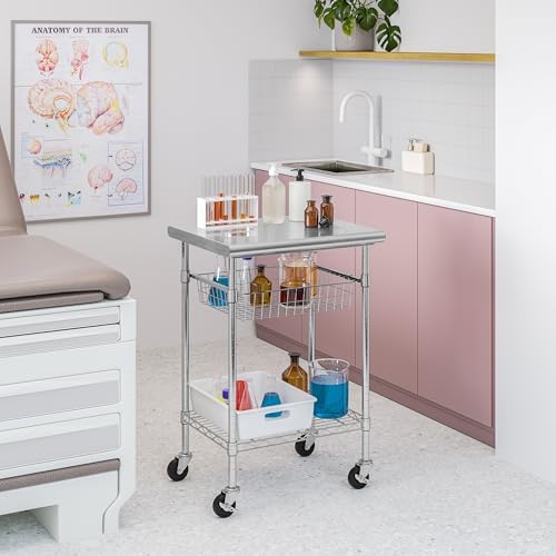 Stainless-Steel Commercial-Grade NSF-Certified Prep Table Cart, 24"W x 20"D - Image 3
