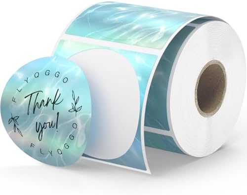 2" Holographic Thermal Sticker Labels, 500 Pcs Round Printable Thermal Waterproof Sticker Rainbow Glitter for Logo Design, Price/Name Tag, Barcode, DIY Custom, Aurora Silver, 500 Labels/Roll by FLYQGGO