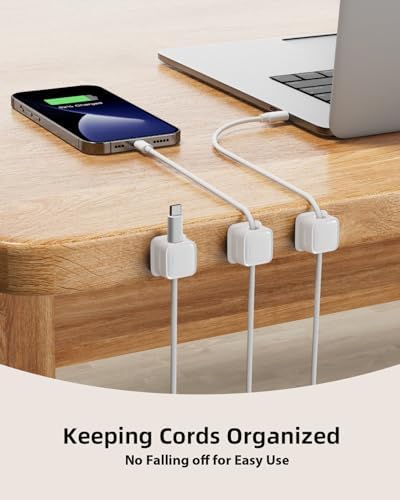 18 Pack Cord Organizer, Magnetic Cable Clips, Under Desk Management, White - Image 2