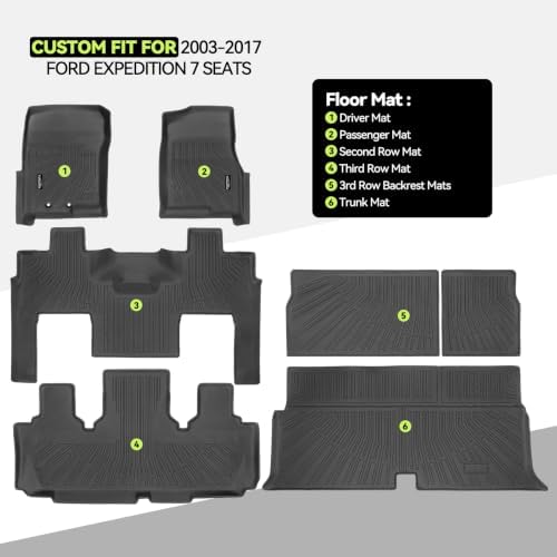 Floor Mat Set for 2003-2017 Ford Expedition 7 Seat/Bucket Seats - Image 2