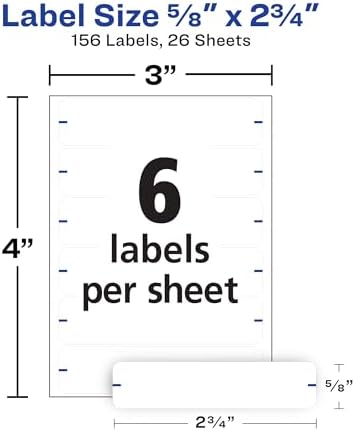 Avery File Folder Labels, 5/8" x 2-3/4", White, Non-Printable, 156 Blank Labels Total (6141) (Pack of 2) - Image 4