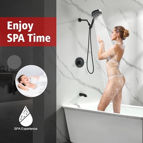 SUMERAIN Matte Black Shower System with High Flow Tub Spout - Image 2