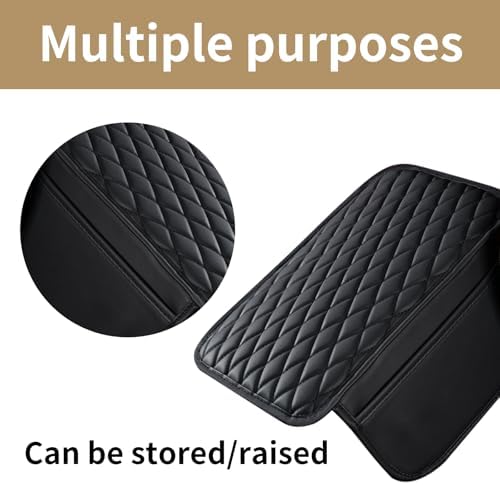 Car Armrest Box Pad,Automobile Center Console Cover,Arm Rest Cover for Car,Universal Middle Console Cover with Storage Bags,for Most Cars, Trucks and Vans (Black) - Image 5
