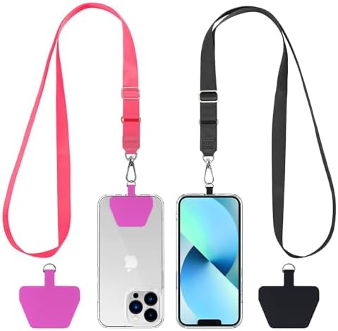 CACOE Phone Lanyard, Black+Rose Red, 2 Pcs by CACOE
