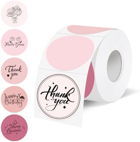 1.5 inch Round Thermal Label,Pink Thermal Sticker Labels,Direct Thermal Printer Label for DIY Logo Design,Thanks Card,500 Labels/1 Roll by Unknown