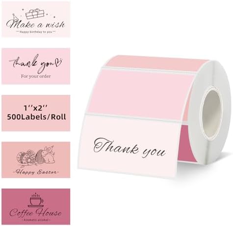 2''x1'' Pink Direct Thermal Barcode Labels,Self-Adhesive Thermal Printer Stickers for Address Design DIY Logo Business by Unknown
