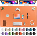 Aothia Faux Leather Desk Mat - Large Mouse Pad, Non-Slip PU Leather Blotter, Waterproof Writing Surface for Office and Home (Hermes Orange, 63" x 24") by AothiaSimpleNaturalUnique