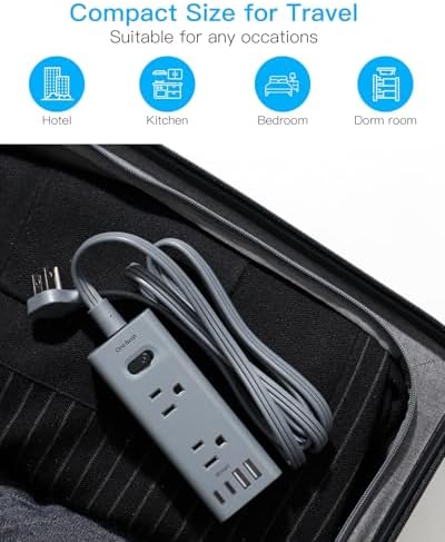 One Beat 5Ft Extension Cord with Multiple Outlets,Flat Plug Power Strip - Image 7