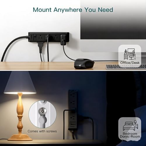 Power Strip Surge Protector with 12 Outlets, Flat Plug Extension Cord 10FT - Image 5