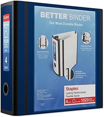 Staples Better 4-Inch D-Ring View Binder, Blue, 800 Sheets by Staples