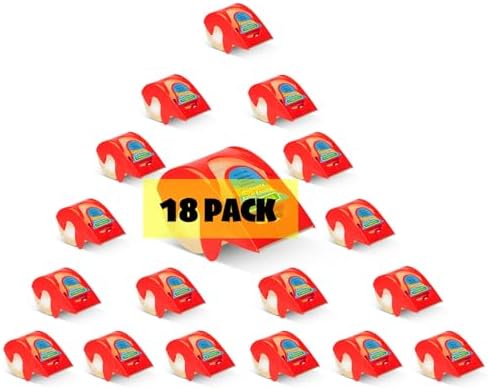 Clear Packing Tape for Moving Boxes,Heavy Duty&Noiseless Moving Tape with Dispenser,Strong Adhesive Packaging Tape Releases Smoothly Quietly,1.96 Inch X 27 Yards,18 Packs by TAFOMEGA