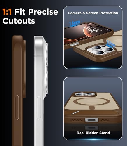 Temdan Magnetic Compatible with iPhone 16 Pro Max Case, [Built-in Invisible Kickstand][Compatible with MagSafe] [Military Grade Shockproof] Slim Translucent Matte Phone Case for iPhone 16 Pro Max 6.9" - Image 6