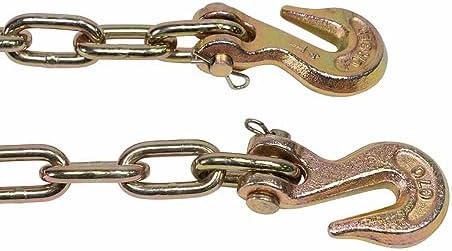 (2 Pack) 1/4" x 20' Transport Binder Chain Grade 70 with Grab Hook - 3150 LBS WLL Transport Binder Tow Chain with Hooks - Towing Equipment - Gold Chromate - Image 5