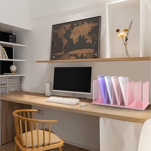 Kuntine.B 7-Section Upright Desk File Organizer Pink 2 Pack - Image 5