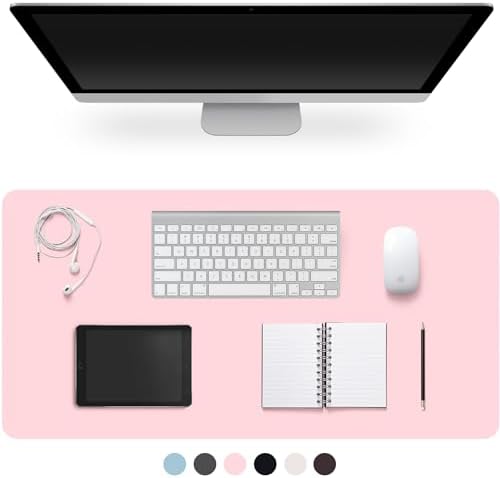 Leather Desk Pad Protector,Non-Slip Desk Pad(Pink, 31.5" x 15.7") by CADONO
