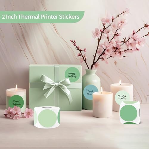 2 inch Round Thermal Label,Sage Green Thermal Sticker Labels for Business and Home,Direct Thermal Printer Label for DIY Logo Design,Thanks Card - Image 6