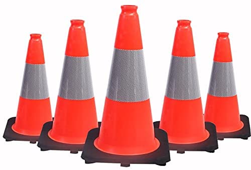 BESEA 18" inch Orange PVC Cones Traffic Safety Cones Black Base Construction by BeSea
