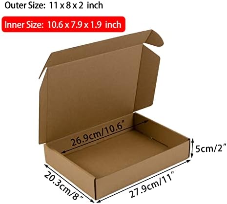 11x8x2 Inches Shipping Boxes Pack of 25, Brown Corrugated Cardboard Boxes for Small Bussiness - Image 2