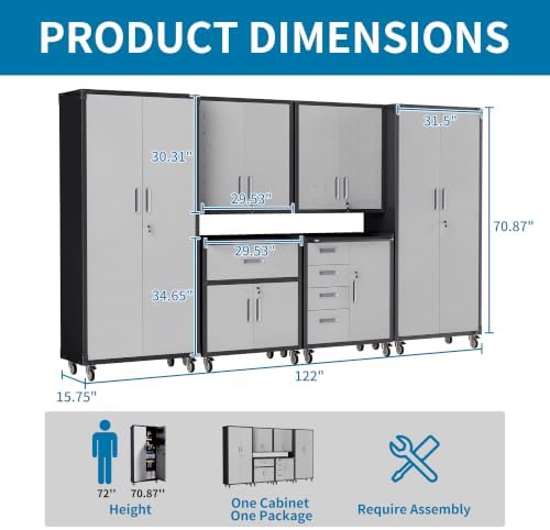 6-Piece Garage Storage Cabinets System Heavy Duty Workshop Set - Image 2