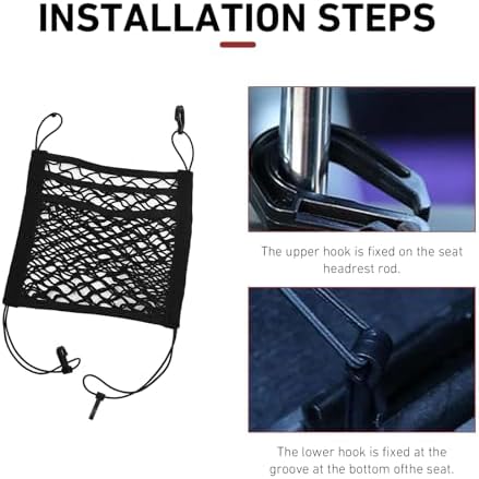 3-Layer Car Mesh Organizer, Front Seat Back Net Bag, Stretchable Kid Dog Car Net Barrier Pet Divider Storage, Universal Hanging Storage Netting Pouch for Most Auto, Sedan, SUV - Image 5