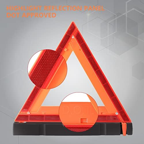 WORKKOOL 3 Pack Foldable Warning Reflective Triangles with Carrying Case, Heavy Base Roadside Triangles for Vehicles Breakdown, Safty Reflector DOT Approved(Sand Filled)… - Image 2