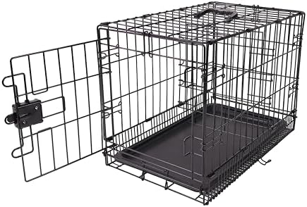 Amazon Basics Portable, Foldable Metal Wire Small Dog Crate with Removable Tray, Divider Panel, Single Door, Easy to Assemble, 24" x 18" x 20", Black by AmazonBasics