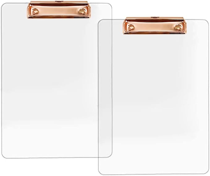 JIARI 2 Pack Clear Acrylic Office Clipboard A4 Letter Size 8.6" x 12.2" by JIARI