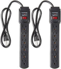 Amazon Basics 6-Outlet Surge Protector Power Strip with 200J Protection, Circuit Breaker, 2ft Extension Cord, Black, 2-Pack by AmazonBasics