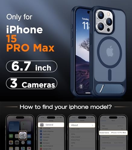 Temdan Magnetic Compatible with iPhone 15 Pro Max Case, [Built-in Invisible Kickstand][Compatible with MagSafe] [Military Grade Shockproof] Slim Translucent Matte Phone Case for iPhone 15 Pro Max 6.7" - Image 2