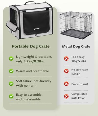 Dog Car Carrier Light Weight 27×20.5×20.5in, Foldable Dog Carrier, Gray - Image 2