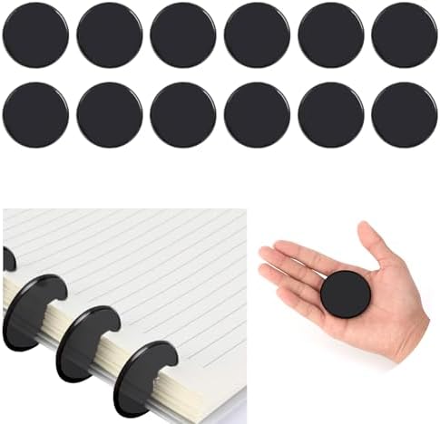 12-Piece 2-Inch Discbound Expansion Discs and Binder Rings - Large Black Plastic Book Binding Discs for DIY Notebooks and Scrapbooking Supplies by DOSTATNI
