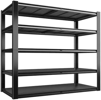 Romorgniz Heavy Duty Garage Shelving,78 H 5-Tier Metal Storage Shelves Unit,3000 lbs Capacity Adjustable Shelving Rack with Dual Wire Decking, 55.1" W x 26" D for Warehouse Basement Pantry Factory by Romorgniz