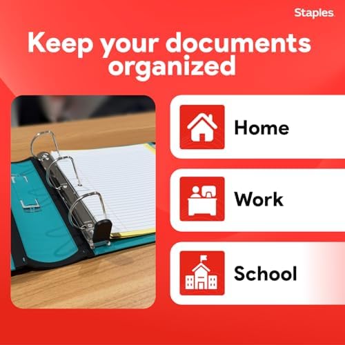 Staples Better Binder, 2-Inch D-Ring View, Teal, Holds 540 Sheets - Image 6