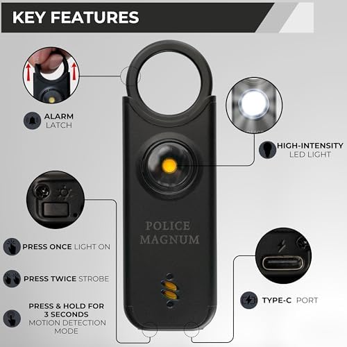 Police Magnum Personal Safety Alarm & Pepper Spray Combo Self Defense Pack for Women- Loud 135db Siren with Light & Max Strength Flip Top Pepper Spray Protection - Image 7