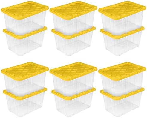 Sterilite Industrial Storage Box with Lids for Garage, 27 Gallon, 12-Pack by Sterilite