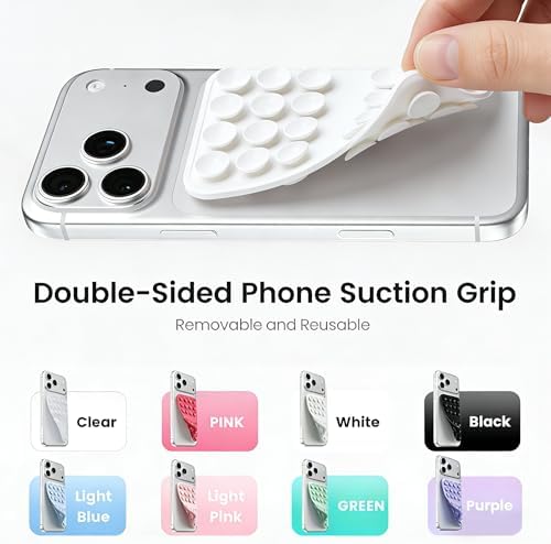 (2 Pack) Upgraded Double Sided Silicone Suction Cup Phone Case Mount, White - Image 2
