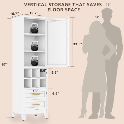 20 inch Wide Storage Cabinet with Doors and Shelves, Tall Narrow Pantry - Image 2