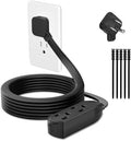 3 Outlets Flat Plug Extension Cord 10FT, 3 Prong Thin Grounded Power Strip, Right Angled Flat Plug, Low Profile Flat Indoor Cable, NISPT-2 16/3 AWG, 13A/125V/1625W, ETL Listed, Black, 25 Zip Ties by Unknown